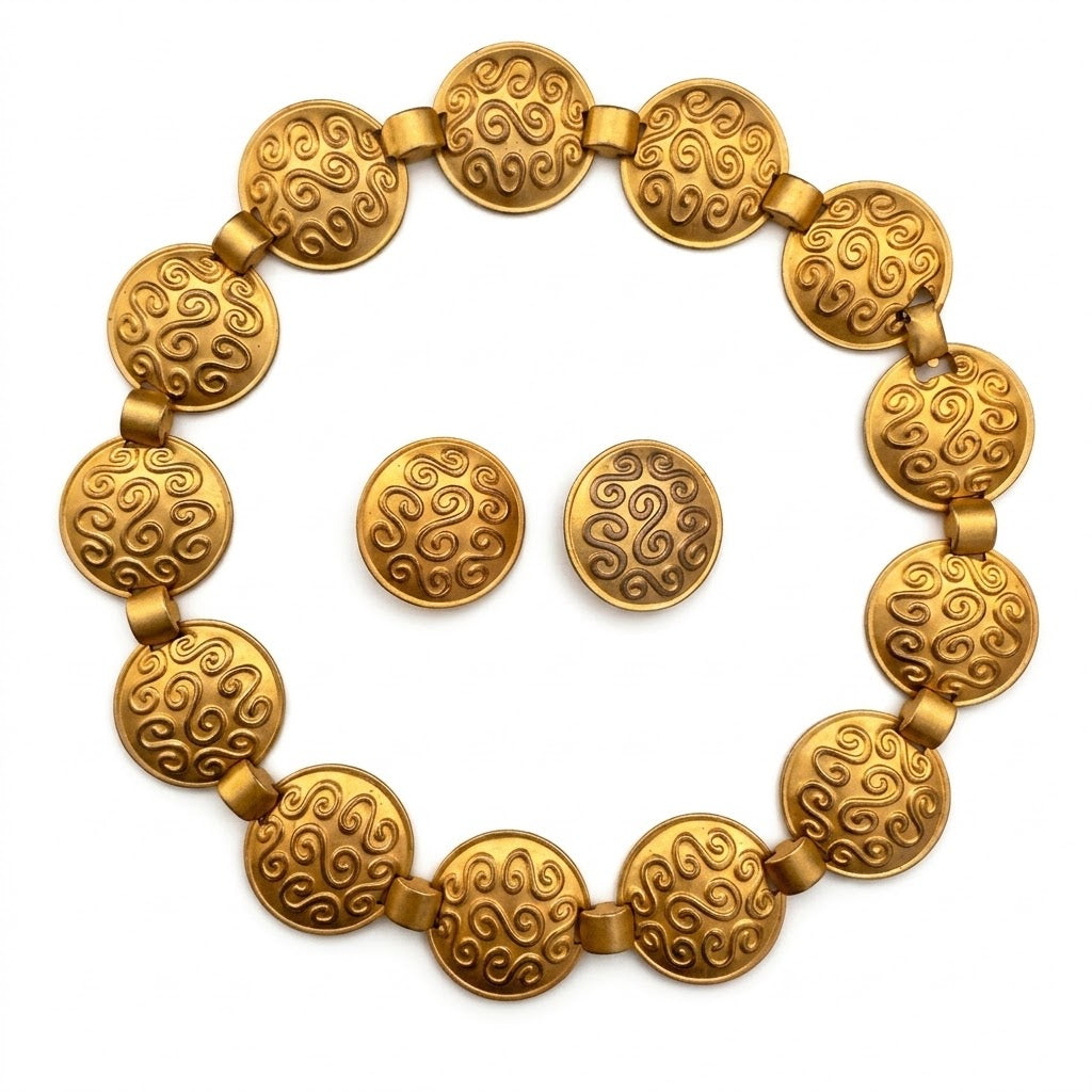 Vintage Gold Tone Medallion Set
