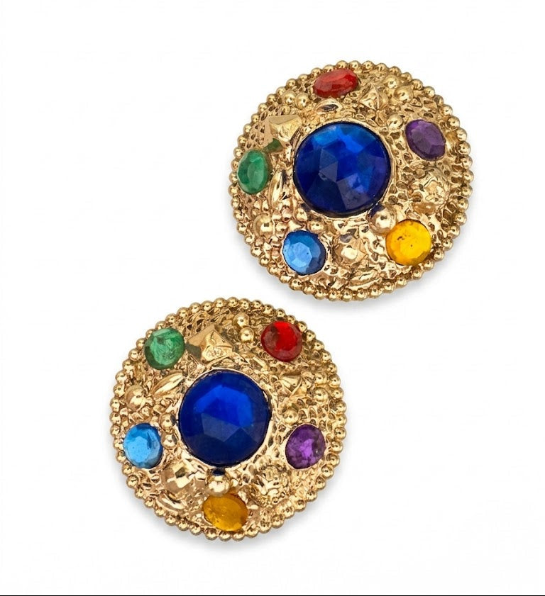 Vintage Oversized Multicolor Resin Earrings