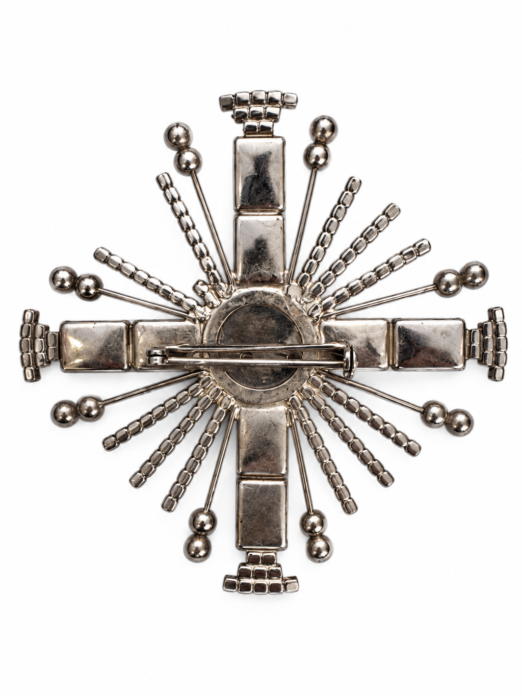 Vintage Art Deco Ruby Crystal Sunburst Brooch