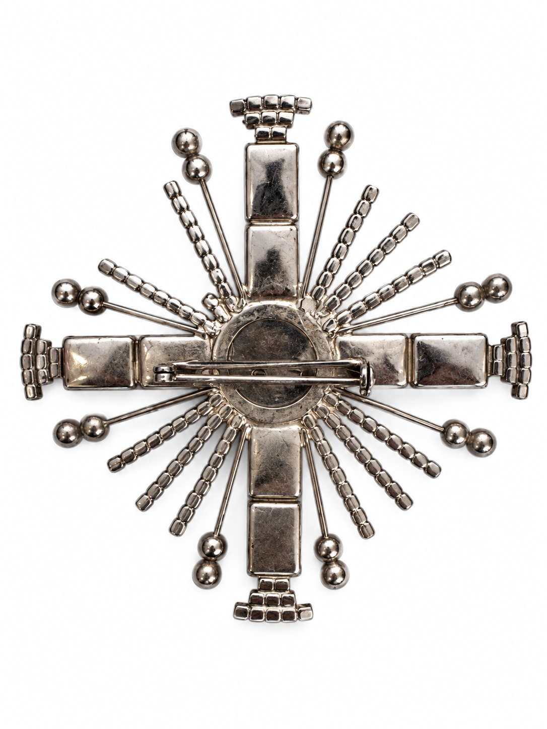 Vintage Art Deco Ruby Crystal Sunburst Brooch