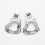 Vintage Modernist Hammered Heart Drop Earrings