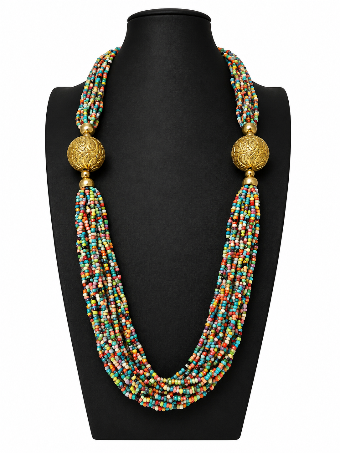 Vintage Bohemian Multicolor Seed Bead Statement Necklace