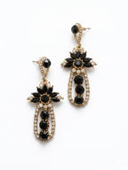 Vintage Black Rhinestone Statement Drop Earrings