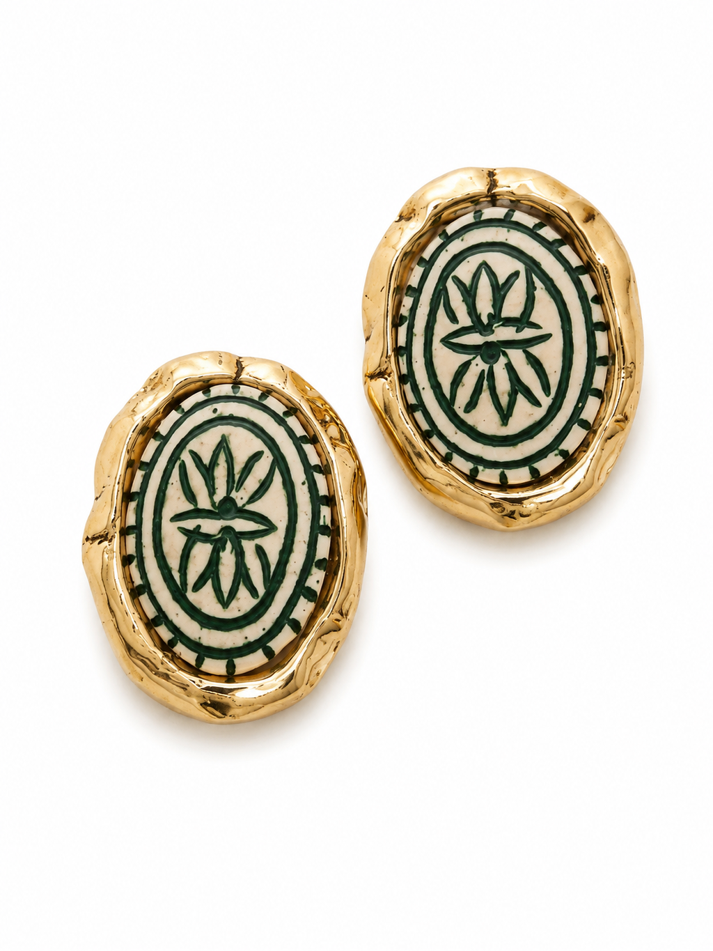 Vintage Modernist Resin Medallion Statement Earrings