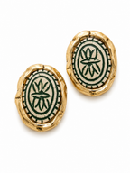 Vintage Modernist Resin Medallion Statement Earrings
