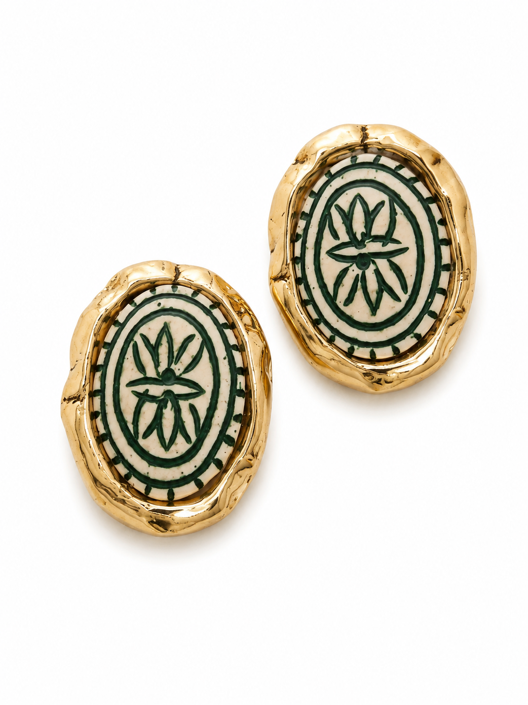Vintage Modernist Resin Medallion Statement Earrings