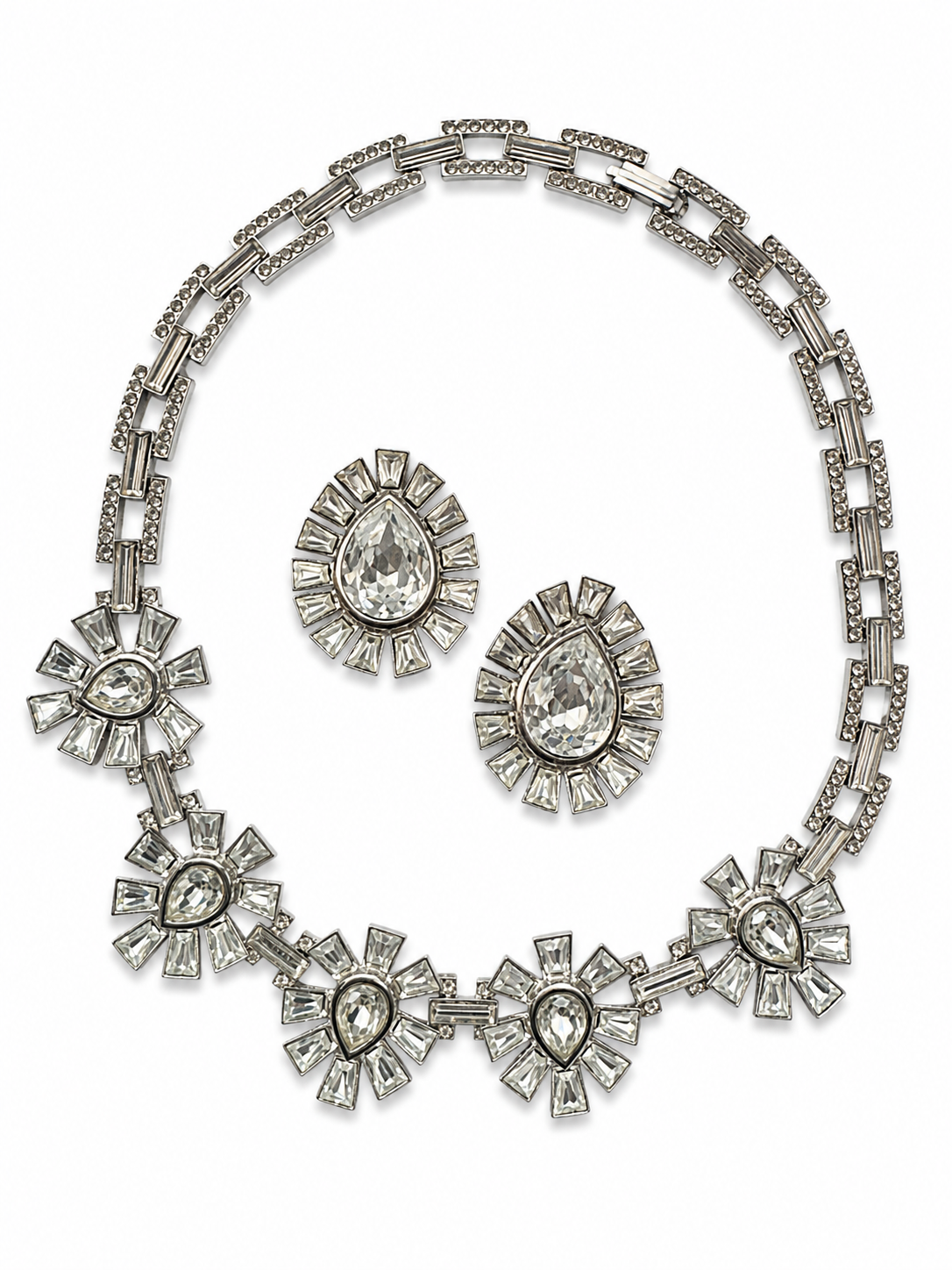 Vintage Art Deco Rhinestone Necklace Set