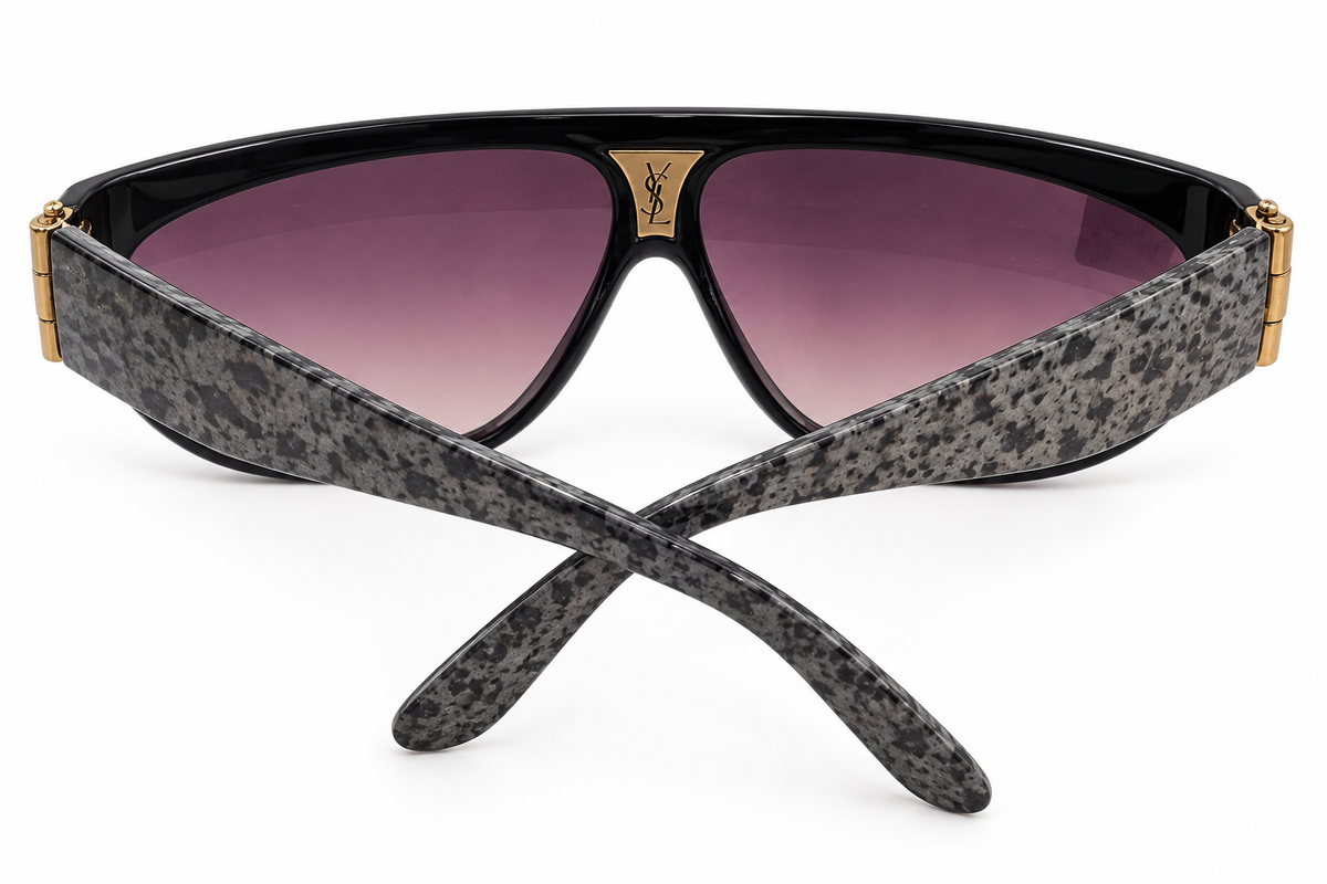 Vintage Yves Saint Laurent Cassandre Marbled Wraparound Sunglasses