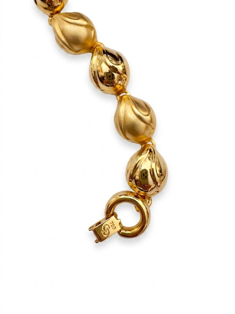 Vintage Sculptural Gold Bead Link Bracelet