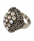 Vintage Crystal Filigree Dome Adjustable Cocktail Ring