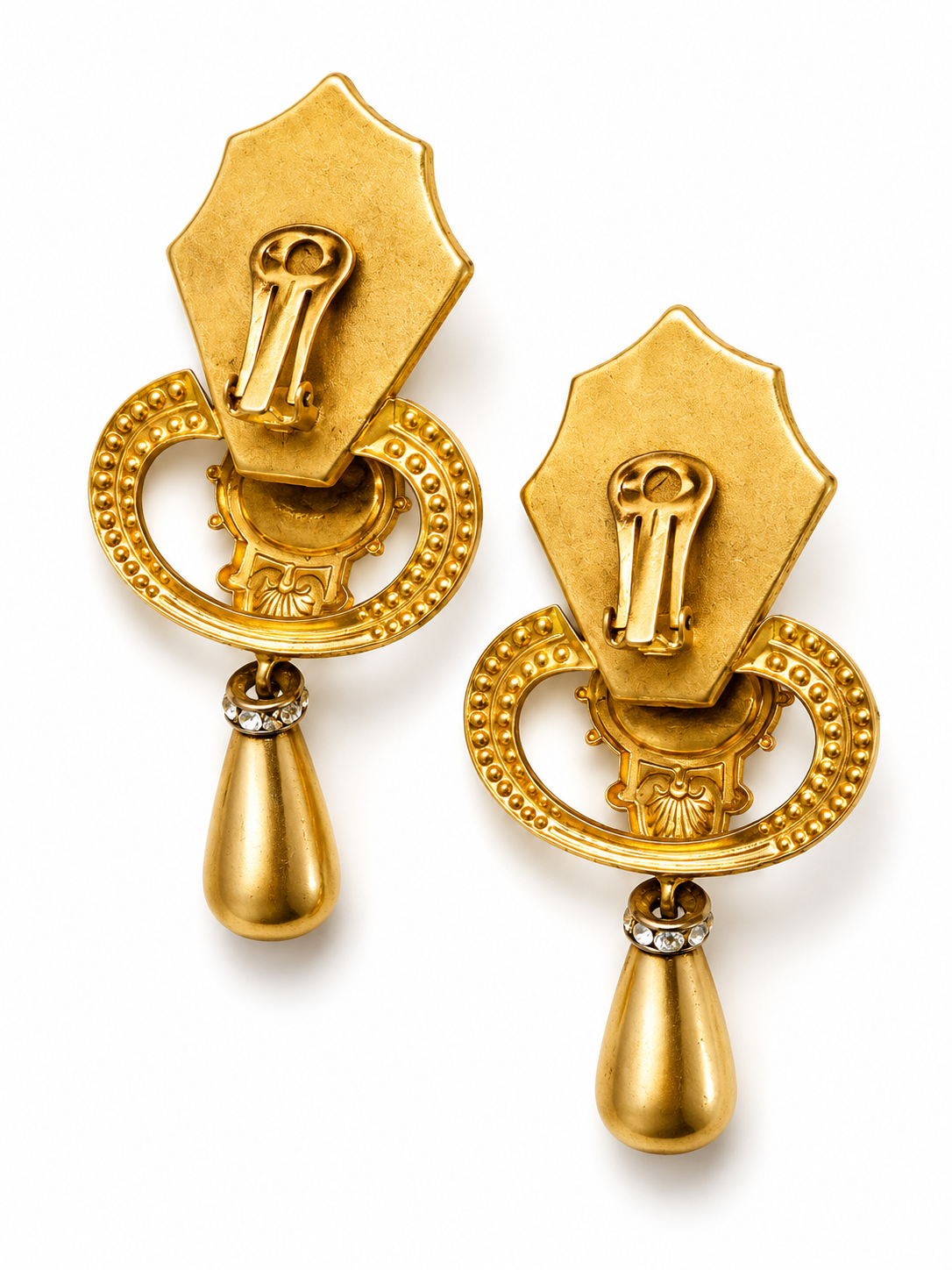 Vintage Baroque Revival Tortoiseshell Pearl Drop Earrings
