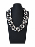 Vintage Modernist Two Tone Link Statement Necklace