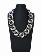 Vintage Modernist Two Tone Link Statement Necklace