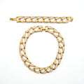 Vintage Geometric Enamel Link Necklace and Bracelet Set