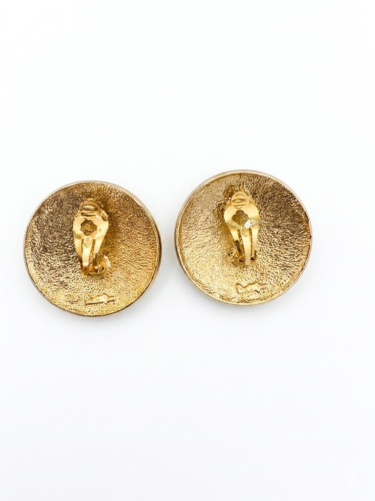 Vintage Oversized Concentric Circle Clip-On Earrings