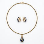 Italian Enameled Pendant & Earrings Set