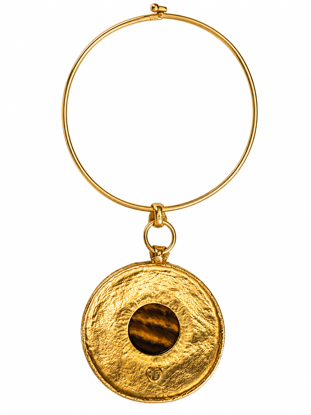 Vintage Dolce Vita Gold Plated Agate Medallion Necklace