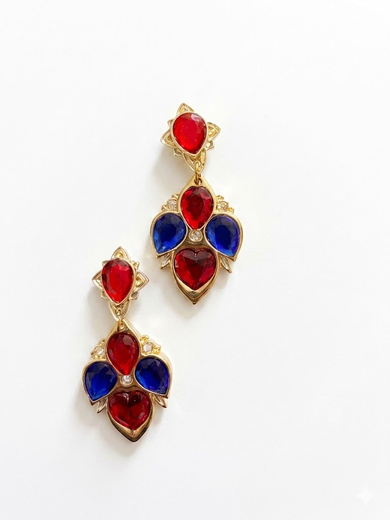 Vintage Retro Multicolor Resin Statement Drop Earrings