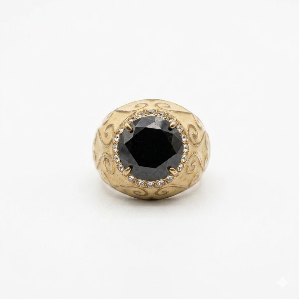 Vintage Gold Plated Dark Purple Stone Cocktail Ring