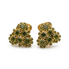 Vintage Olive Green Floral Cluster Earrings