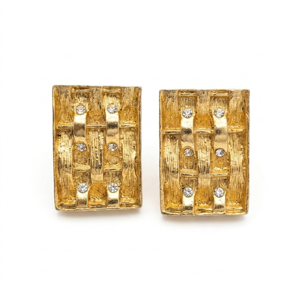 Vintage Modernist Geometric Panel Earrings