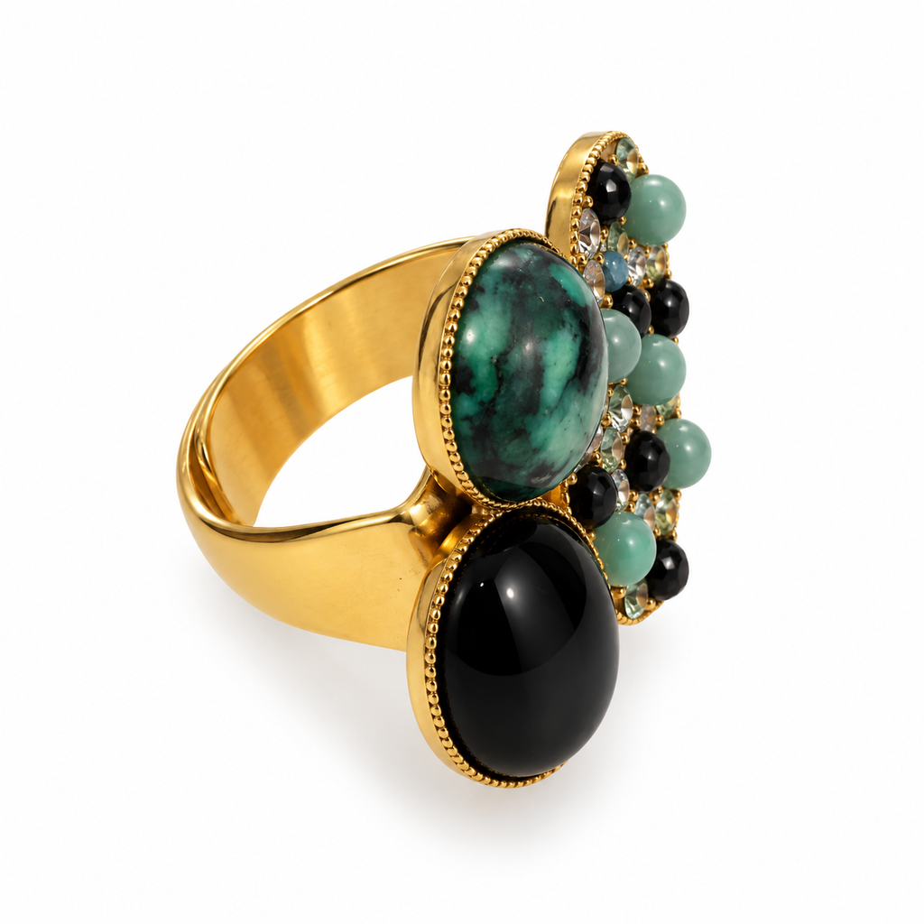 Vintage Melissa Kandiyoti Art Deco Gemstone Cocktail Ring