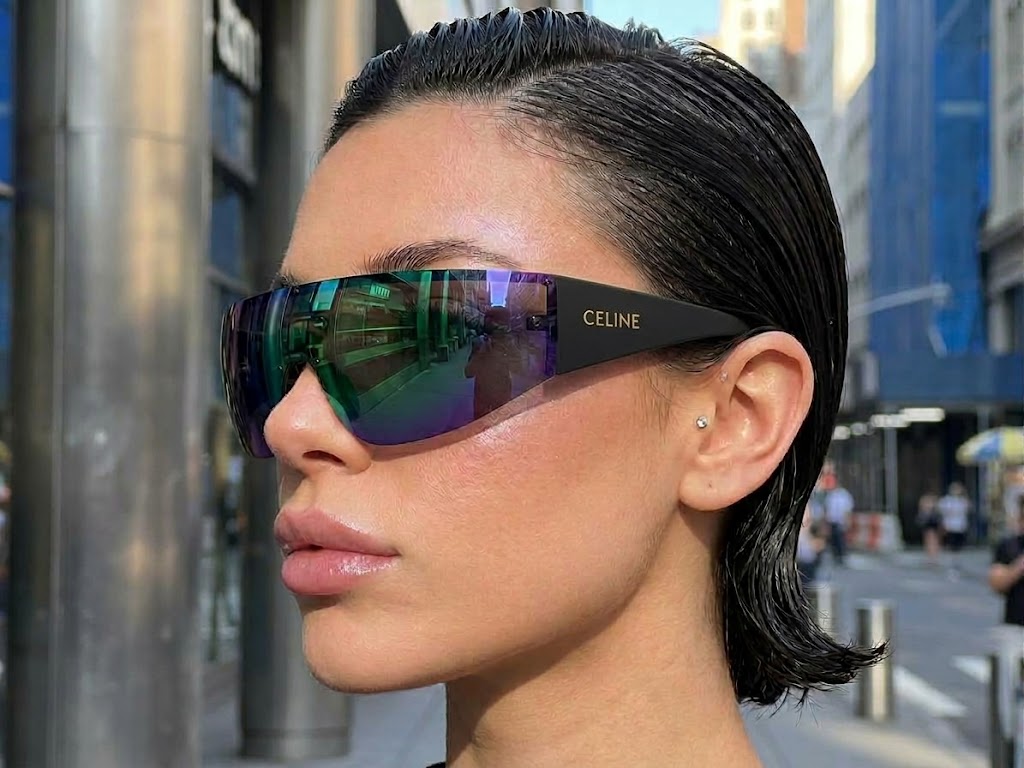 CELINE Oversized Mirrored Shield Sunglasses