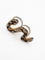 Vintage Snake Two-Finger Ring Enamel and Crystal Statement