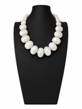 Vintage 1990s Oversized White Beaded Statement Necklace