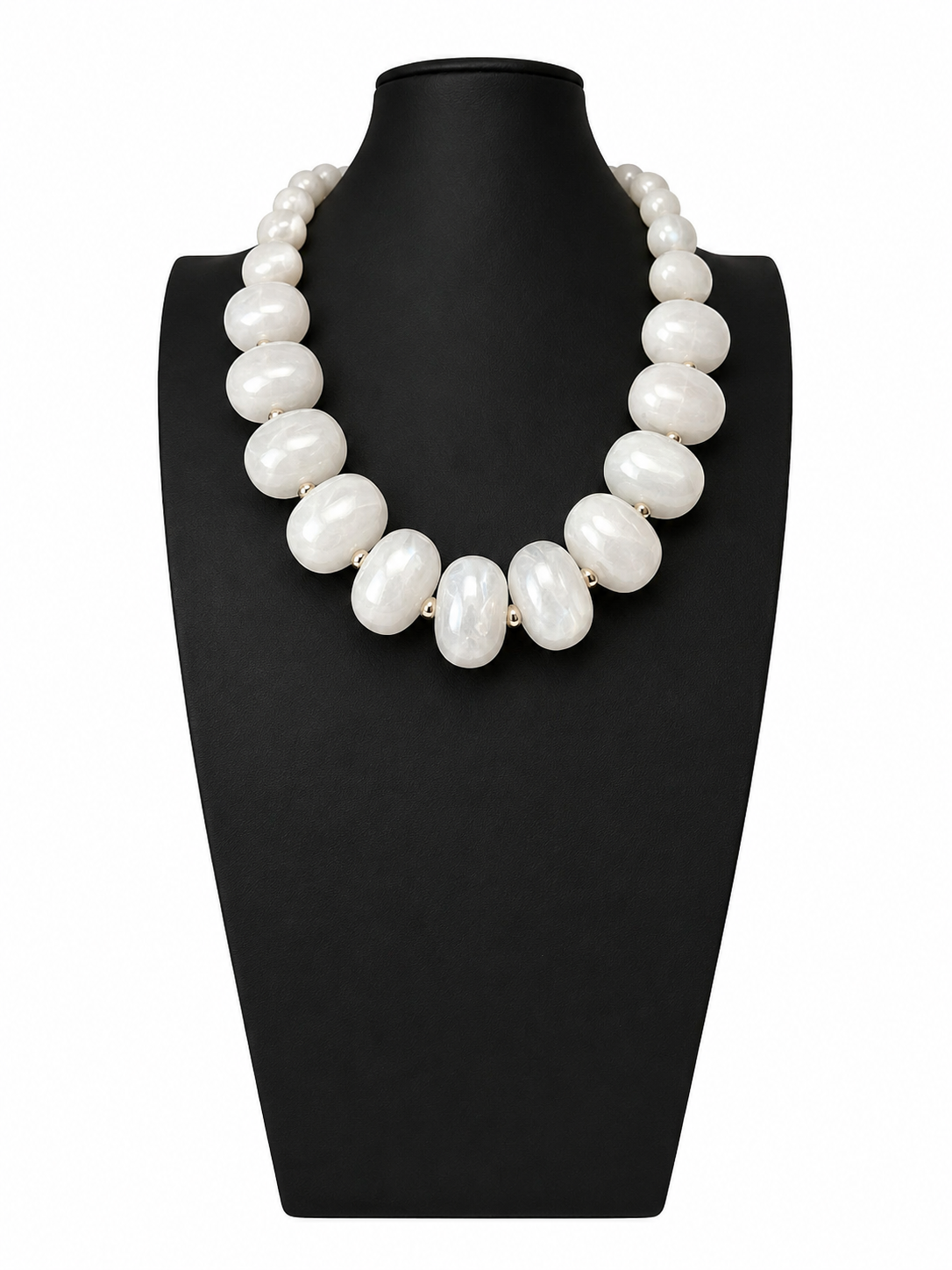 Vintage 1990s Oversized White Beaded Statement Necklace