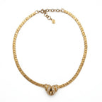Vintage Christian Dior Choker Necklace with Rhinestone Center