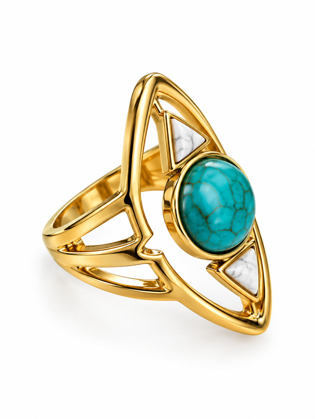 Vintage Turquoise Geometric Openwork Ring