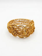 Mid-Century Revival Gold Filigree Flower Bangle