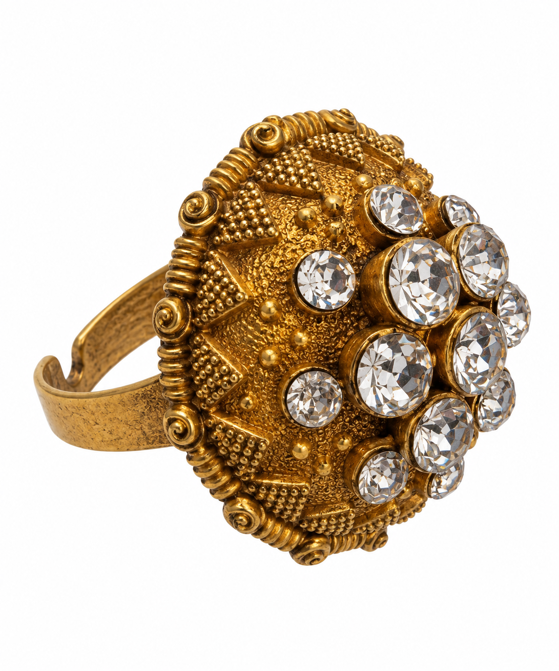 Vintage Byzantine Crystal Dome Cocktail Ring