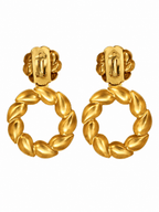 Vintage Statement Gold Plated Sculptural Clip-On Earrings
