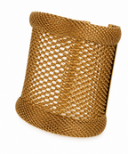 Vintage Gold Plated Mesh Architectural Cuff Bracelet