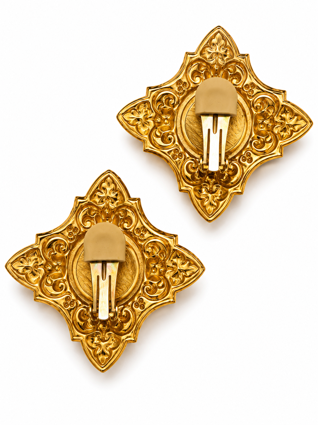 Vintage Baroque Revival Oversized Floral Statement Clip-On Earrings
