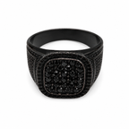 Modernist Black Pave Signet Ring Industrial Matte Finish