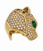 Vintage Noir Crystal Panther Cocktail Ring
