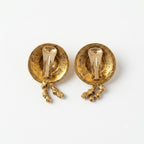 Vintage Floral Tassel Disc Clip On Earrings