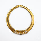 Vintage Gold Plated Omega Collar Necklace Crystal Accent