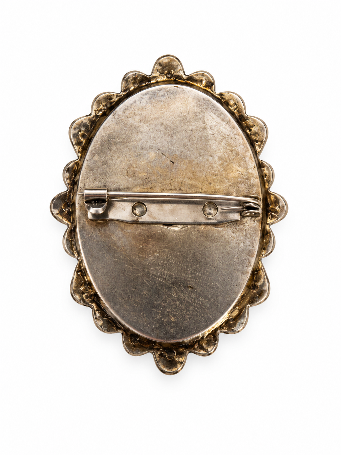 Vintage Floral Clay Cameo Brooch