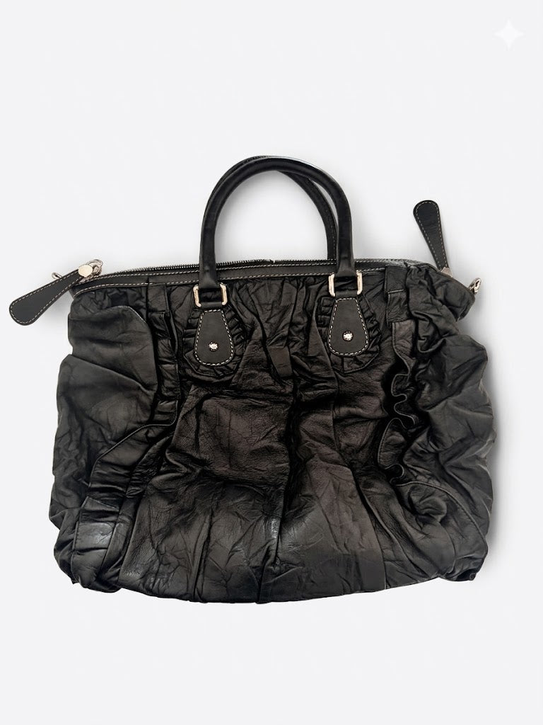 Dolce & Gabbana Black Lambskin Miss Rouche Bag