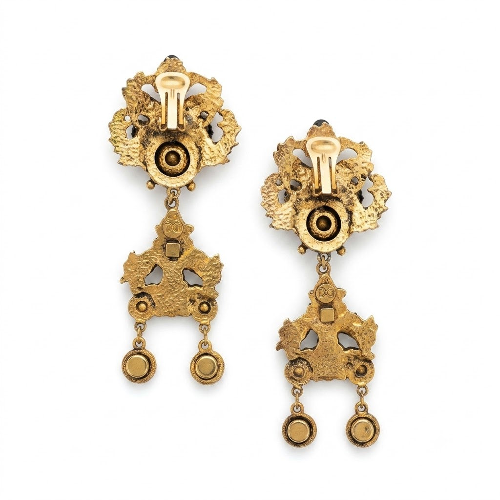 Vintage DeLuigoro Art Nouveau Crystal Chandelier Clip On Earrings