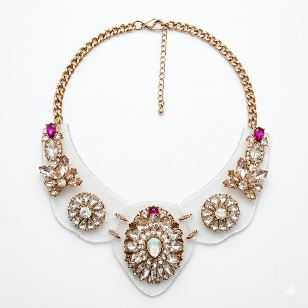 Vintage Signed Sarah Coventry Rhinestone Statement Necklace