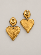Vintage Sculptural Resin Heart Clip-On Earrings