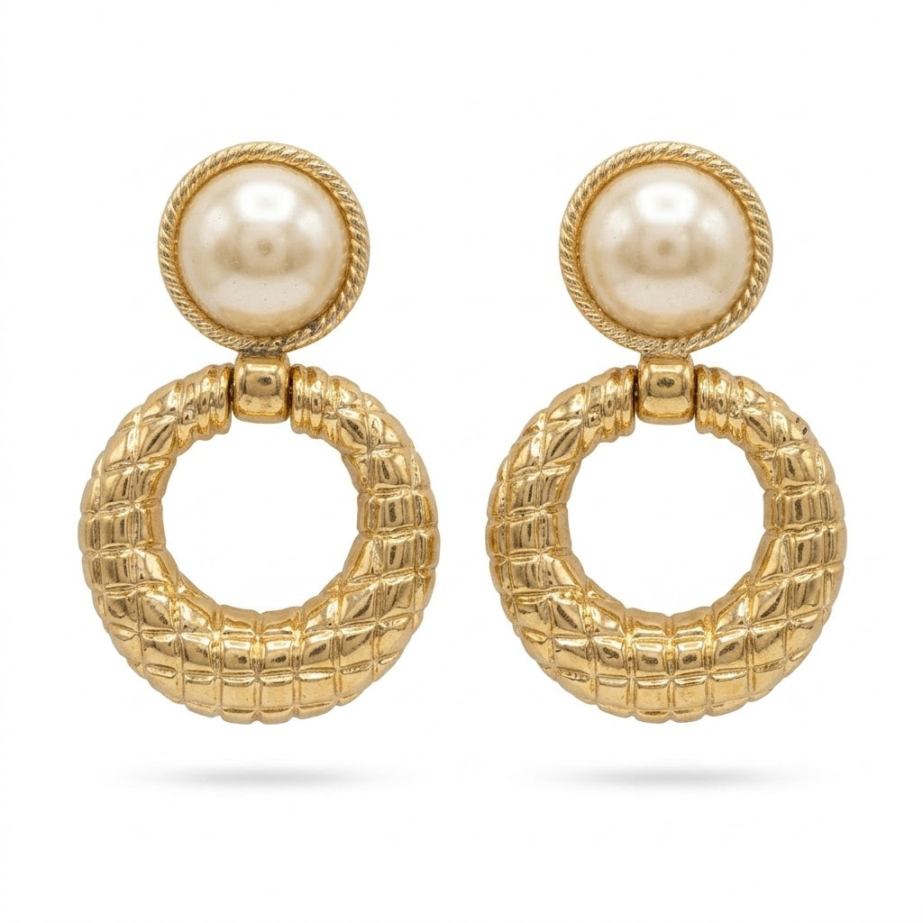 Vintage Resin Hoop Drop Earrings