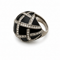 Vintage Black and Crystal Dome Statement Ring
