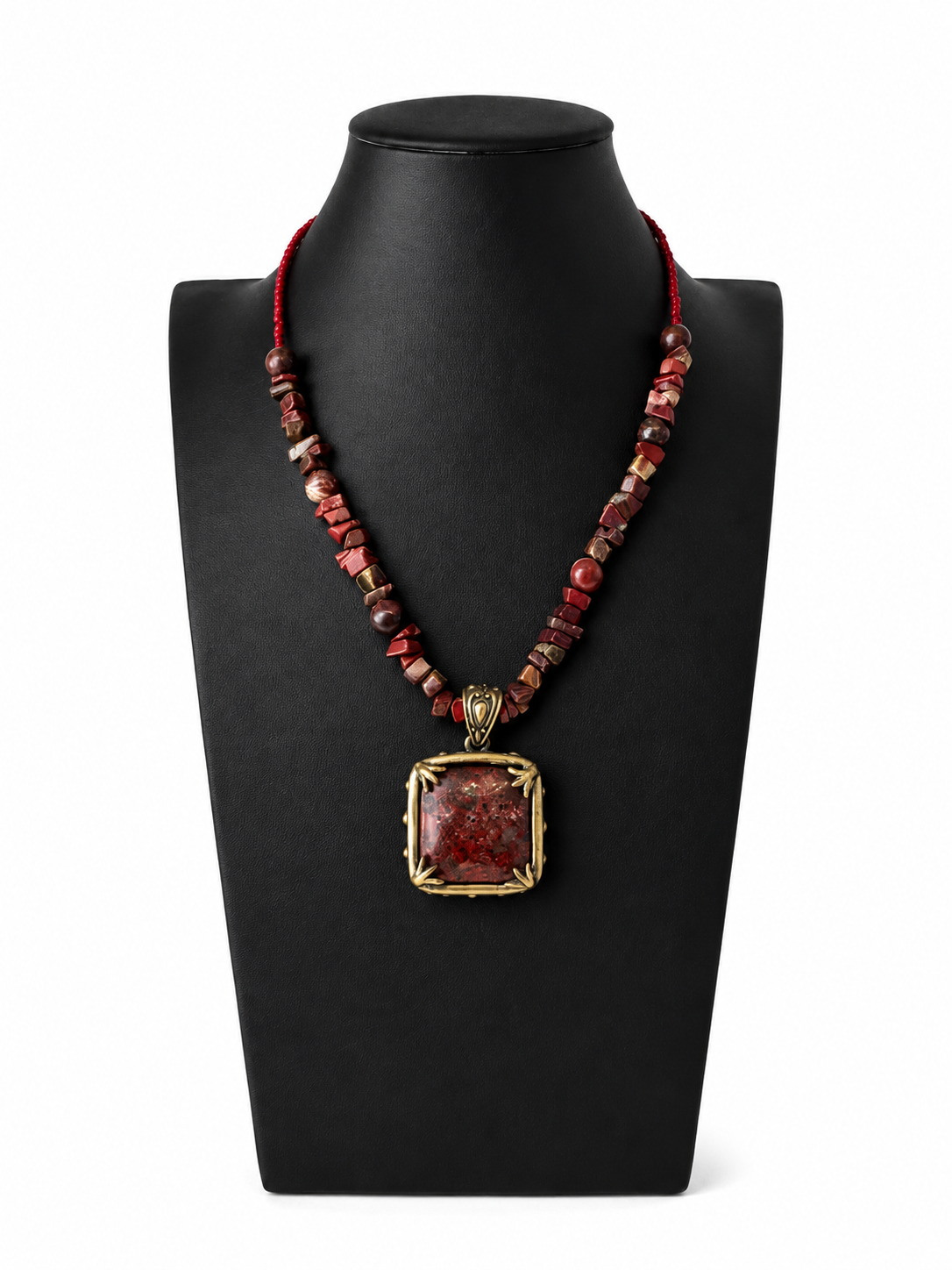 Vintage Red Jasper Artisan Pendant Necklace
