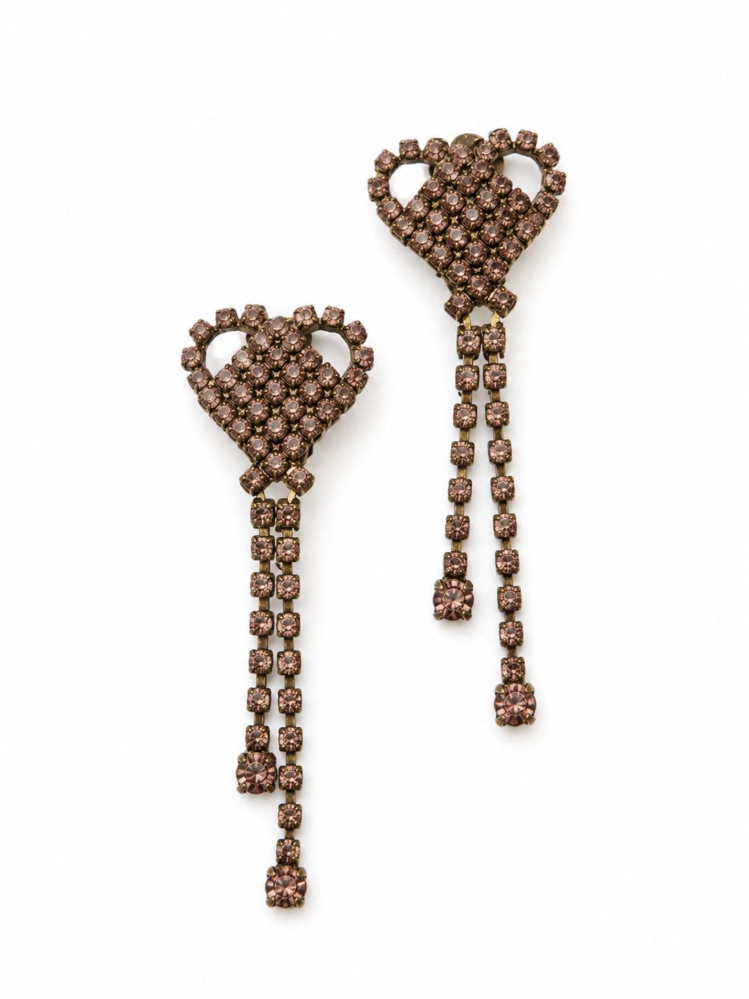 Vintage Dainty Rhinestone Heart Drop Earrings
